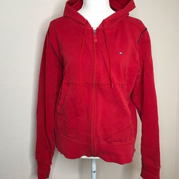 Tommy Hilfiger red zip up hoodie - Picture 1 of 8